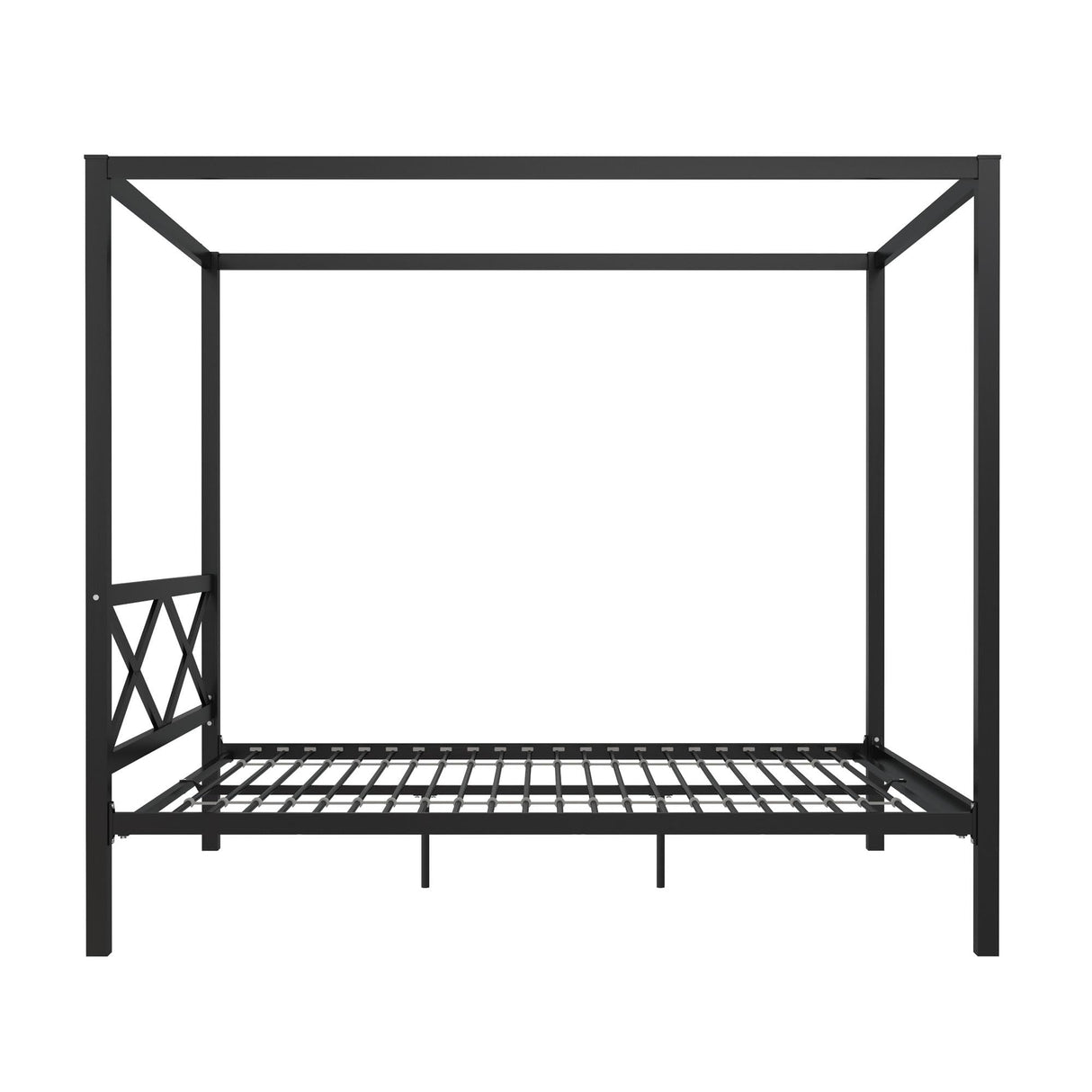 DHP Remna Metal Canopy Platform Bed Frame with Headboard, Queen. Black DHP