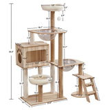 CASSAIO Cat Tree for Indoor Cats Modern Cat Tree Wood Cat Tower with Large Space Capsule Cat Condo with Sisal Scratching Post and Funny Toy Cat Furniture Activity Center 55.5 inch CASSAIO