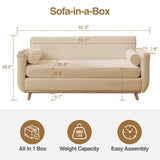 Halitaa 63" Loveseat Sofa, Modern Sherpa Love Seat Small Couch for Living Room Bedroom, 2 Seater Mini Comfy Couch Sofa for Home Office Small Spaces, Beige Halitaa