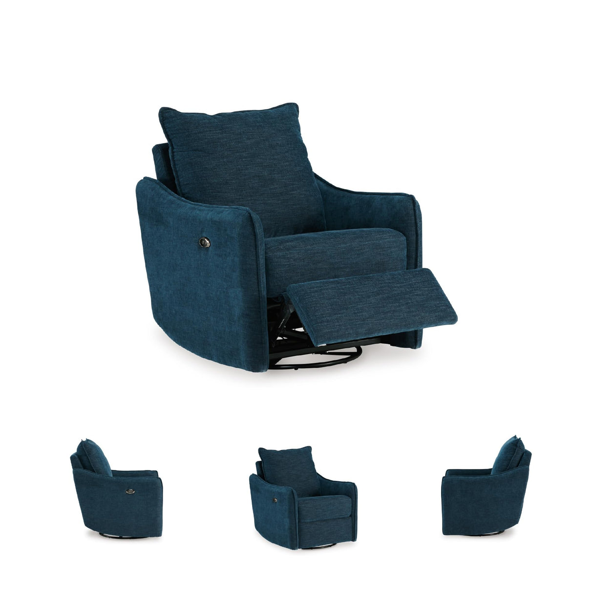 Signature Design by Ashley McBurg Contemporary Swivel Power Recliner with USB Ports, Blue Signature Design by Ashley
