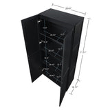 Manhattan Comfort Cornelia Modern Storage Cabinet with Doors and Shelves 2.0 - Tall Freestanding Wardrobe Closet with 4 Adjustable Cubbies for Bedroom or Linen Use, Set of 1, Black Manhattan Comfort
