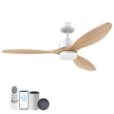 52” Wood Smart Ceiling Fans with Lights Remote,Quiet DC Motor,Outdoor Indoor Ceiling Fan Work with Alexa Google Voice App,Dimmable LED Light,6-Speed,Modern Farmhouse Ceiling Fans for Bedroom Patio cumilo