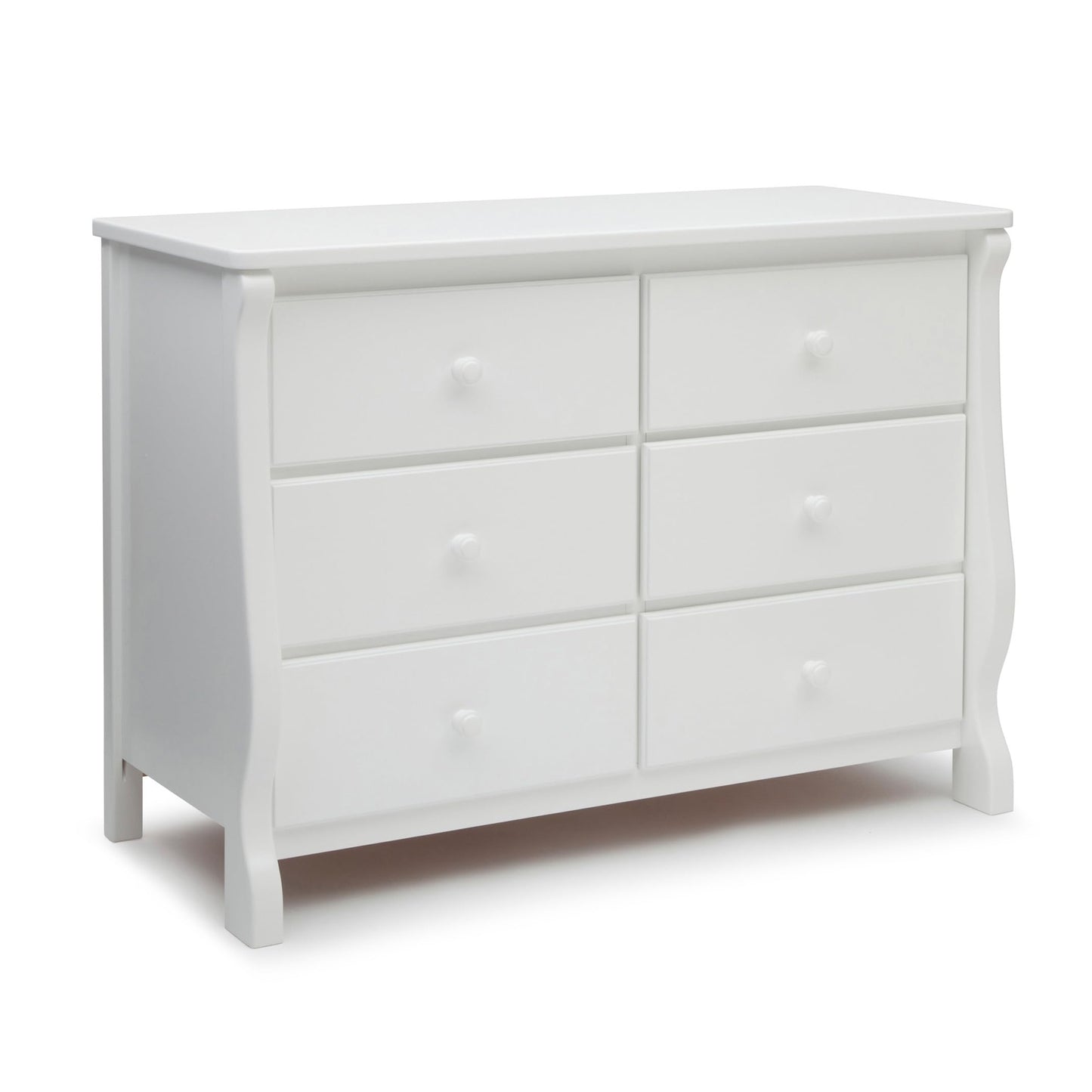 Delta Children Universal 6 Drawer Dresser with Interlocking Drawers - Greenguard Gold Certified, White - WoodArtSupply