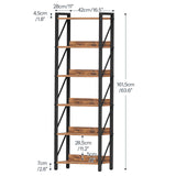 HOOBRO Bookshelf, 6-Tier Industrial Bookcase, Book Shelf Storage Organizer, Tall Bookshelf with Metal Frame for Living Room, Bedroom, Home Office, Kitchen, Rustic Brown and Black BF72SJ01 HOOBRO