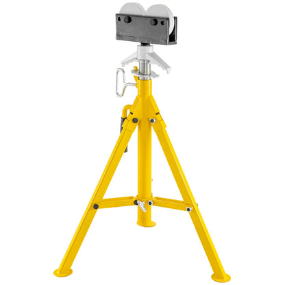 VEVOR 0.5-12 inch Adjustable Height 32"-55" 2500Lb Capacity Portable High Pipe Stand with Roller Head Fold A Trailer Jacks, Yellow - WoodArtSupply