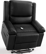SLEKVERSA Power Lift Recliner Chair, Home Theater Seating with Lumbar Support, Faux PU Leather Recliner Sofa Adjustable Back and Legs, Elderly Power Recliner Chair for Living Room, Black SLEKVERSA