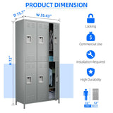 SUXXAN 6 Doors Metal Locker Combination with 12 Hooks,Industries Double Tier Metal Storage Locker for School Office Gym Home Employees Staff Sundries Room W35.43*D15.7*H72(LIGHT GREY) SUXXAN