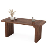 Tribesigns Dining Table for 4-6, Rectangular Wood Kitchen Table with Double Pedestal, 62-Inch Dinner Table for Dining Room, Living Room, Easy Assembly, Only Table (Dark Brown) Tribesigns