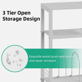 Kalrin Small Side Table, 3 Tier Moveable Small End Table, Record Player Stand with Records Shelf, Tall Nightstand for Bedroom, Living Room, Sofa, Office, Bathroom (Pure White) Kalrin