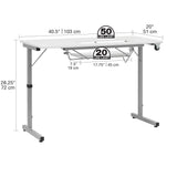 Rollaway II Compact Portable Folding Sewing Table, Silver/White Sew Ready