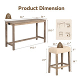 YWUFUART 59" Counter Height Bar Table Set with Power Outlet, Industrial Breakfast Table with 3 Padded Stools, 4 Piece Bar Table and Chairs Set for Living Room, Dining Room, Brown YWUFUART