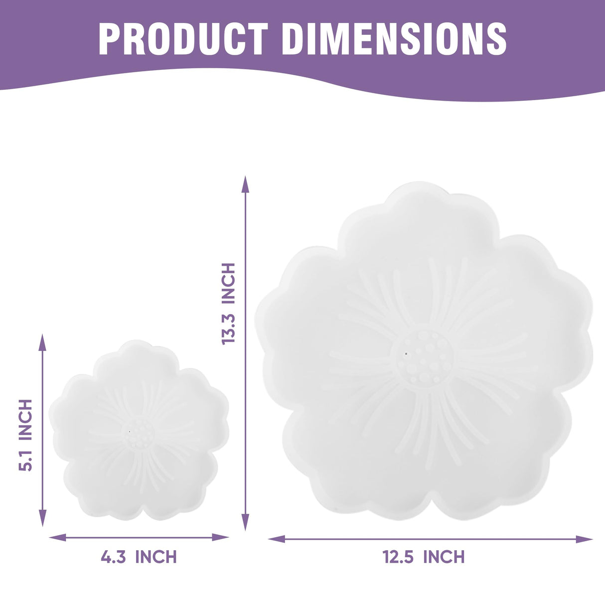 1PCS Large Resin Tray Mold and 5PCS Coaster Molds for Resin Casting Large Flower Silicone molds for Resin Tray Casting Flower Shape Epoxy Resin Casting Molds for DIY, Home Decoration AOEDEO