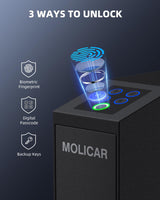 Biometric Gun Safe for Handgun Fingerprint 3 Ways Quick Access Slider Pistol Safe, Mounted Bedside Gun Lock Box for Nightstand, Bed, Desk, Wall, Dresser MOLICAR