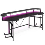 Tribesigns 75 Inch Gaming Desk with Monitor Shelf, Large PC Computer Desk with LED Lights, Gaming Table Gamer Desk for Bedroom, Home Office, Black Tribesigns