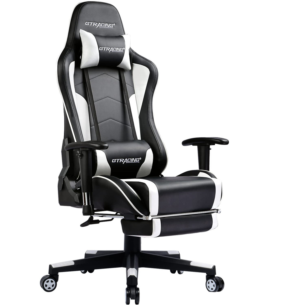 GTRACING Gaming Chair with Footrest Speakers Video Game Chair Bluetooth Music Heavy Duty Ergonomic Computer Office Desk Chair (White) GTRACING