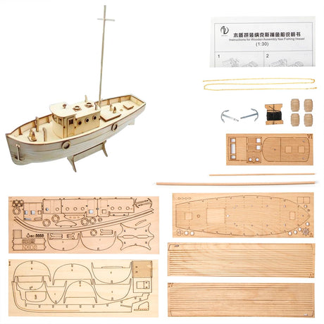GAWEGM Wooden Ship Model Building Kits for Adult - NOXS Greece Small Fishing Boat GAWEGM