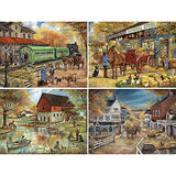Bits and Pieces – 4-in-1 Multi-Pack 300 Piece Jigsaw Puzzles for Adults – Country Pond Harvest Café Home General Store Jigsaw Puzzles by Artist Ruane Manning, Completed Puzzle Size: 16" x 20" Bits and Pieces