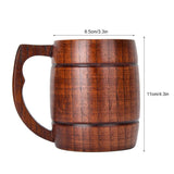 Wooden Beer Mug, Handmade Beer Mug 12oz (400 ml) Natural Solid Wood Drinking Cup Tea Cup for Beer, Coffee, Hot Drinks, Milk, Wine Wooden Tankard Gift Barrel HERCHR