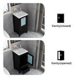 wonline 16" Bathroom Vanity Set, Single Small Bathroom Cabinet with Ceramic Sink, Modern Black Cabinet Vanity with Faucet & Pop Up Drain wonline