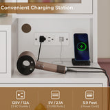 Tiptiper Vanity Desk with Mirror and Lights, Makeup Vanity with Lights & Charging Station, Makeup Desk with 5 Drawers & Storage Shelves, White Tiptiper