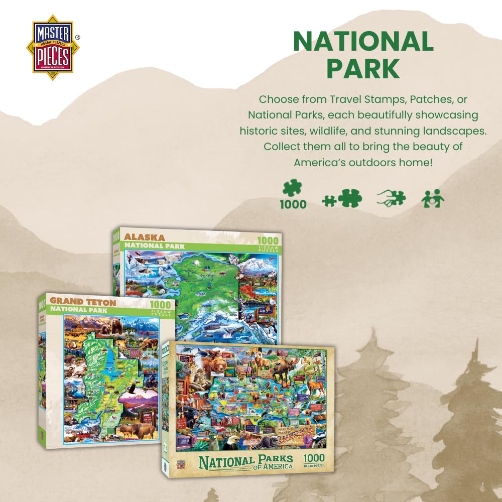 MasterPieces - 1000 Piece Jigsaw Puzzle, National Parks of America, Fun for Adults, Family, Kids 19.25"x26.75" Masterpieces