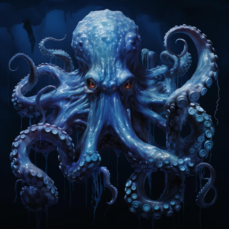 5D Diamond Art Painting Kits by Number for Adults Blue Octopus Diamond Art Full Round Drill Crystal Rhinestone Embroidery Cross Stitch Craft Kits for Home Wall Decor Kits 35x35cm WoodArtSupply