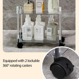 Betoveren 2 Tier Utility Rolling Cart Storage Organizer with Wheels Under Desk Mobile Bathroom Cart Organizer for Office Bathroom Home Kitchen Organization Transparent (Width 8.85 Inches) Betoveren