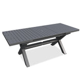 TWT Expandable Table Dining Set for 6 to 10, Aluminum Outdoor Dining Table, Rectangular Patio Metal Table with Umbrella Hole for Backyard Porch, Poolside ＆ Garden, Easy Assembly, Dark Grey TWT