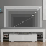 YESHOMY Modern LED TV Stand for Televisions up to 70 Inch with Glass Shelves and Drawer, Gaming Entertainment Center with Multiple Dynamic RGB Modes, for Livingroom, Bedroom, 60 Inch, White YESHOMY