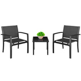 Homall 3 Pieces Furniture Outdoor Patio Conversation Bistro Set Modern Porch Lawn Chairs with Coffee Table for Home and Balcony, 1, Black Homall