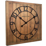 Presentime & Co 21" Farmhouse Square Shiplap Barn Door Wood Clock - Fir, Arabic Numeral. Home Decoration/Wall Decoration/Farmhouse Décor for Living Room, Dining Room, and Entryway. Presentime