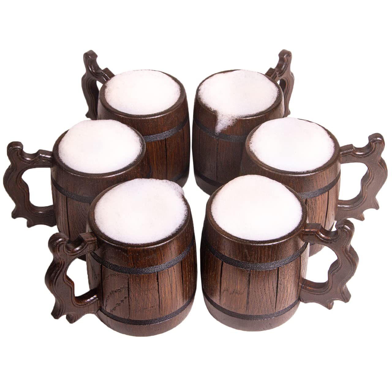 Set of 6 Handmade Wooden Beer Mug of Wood Eco Friendly Great Gift Ideas - WoodArtSupply