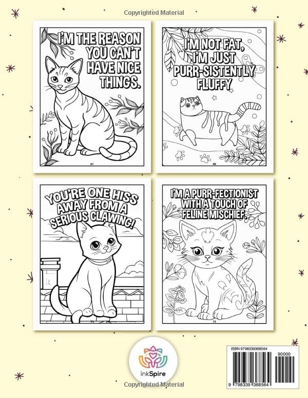 Swearing Cats Coloring Book For Adults: Swearing Cats Catitude Coloring Book WoodArtSupply