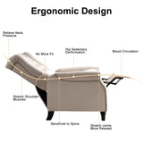 EBELLO Pushback Recliner Chair, Fabric Armchair Push Back Recliner with Rivet Decoration, Mid Century Wingback Accent Chair for Living Room, Bedroom, Beige EBELLO
