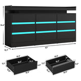 Hlivelood 9 Drawer Dresser with Power Outlet & LED Light, Modern Chest of Drawers for Closet Modern Large Dresser Organizer Cabinet for Bedroom, Living Room, Black Hlivelood