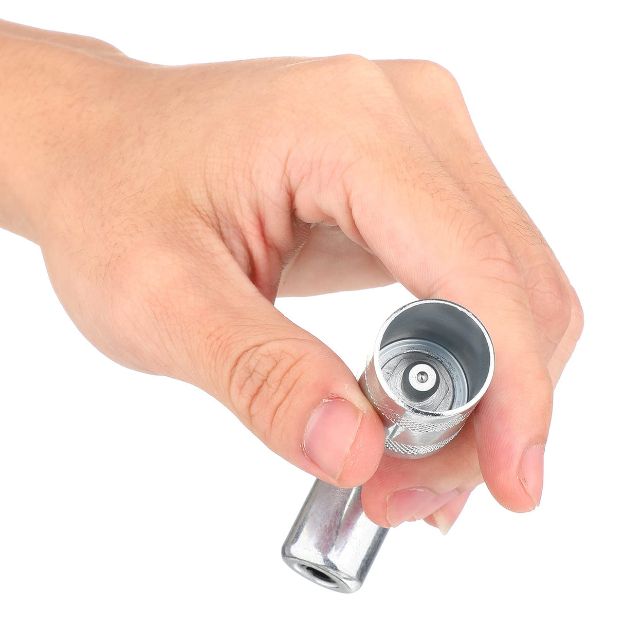 Silver 90 Degree Grease Coupler Gun Adapter 90 Degree Grease Gun Coupler Grease Gun Fittings Grease Gun Tips 3 Jaw Angle Swivel Snap Right Fitting Tool for Farm Truck Auto Industrial Use(2 Pieces) Boao