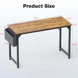 OLIXIS Computer Office Desk, 48 Inch Writing Work Study PC Wood Modern Table with Storage Bag & Headphone Hook Simple Bedroom for 2 Person Kids Student Table, Rustic Brown OLIXIS