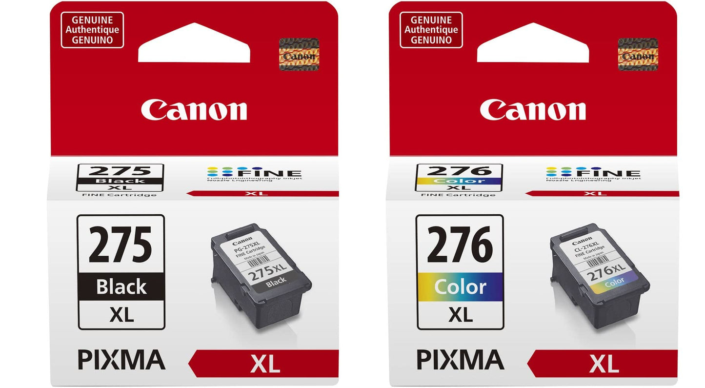 Canon PG-275 XL BlackHigh Capacity ink cartridge (4981C001) and CL-276 XL Color High Capacity Ink Cartridge (4987C001) - Retail Packaging (2 Items)