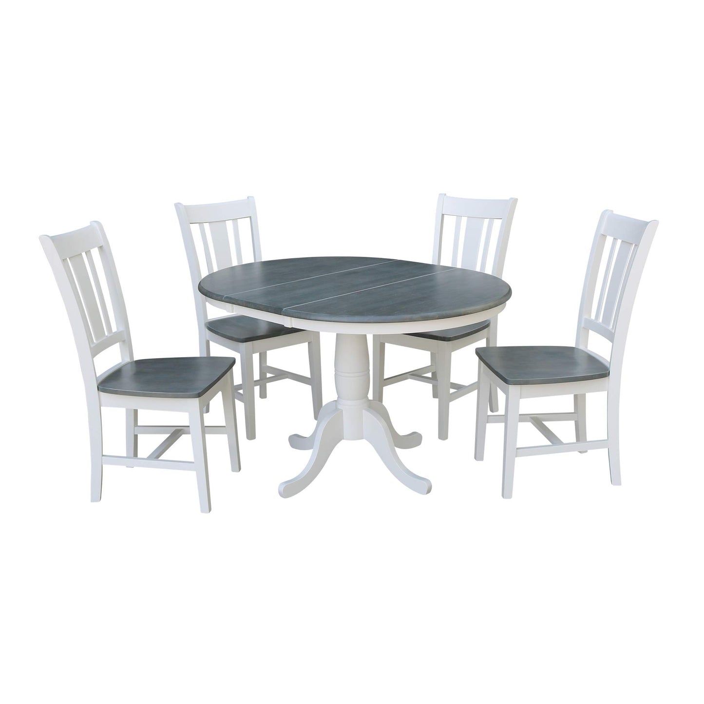 IC International Concepts Chairs Dining Table Set, White/Heather Gray - WoodArtSupply