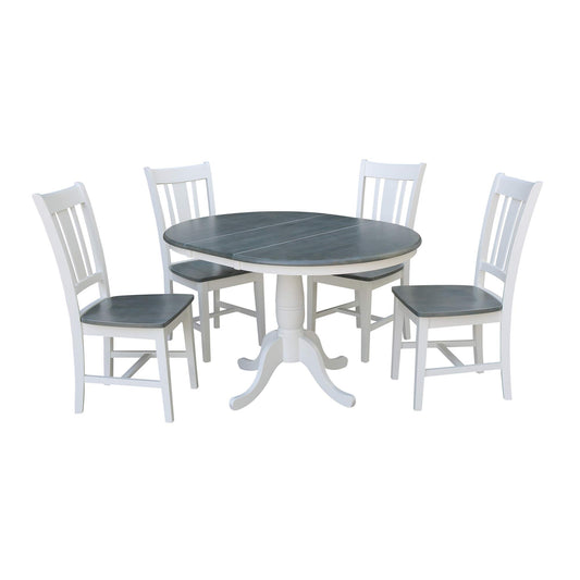 IC International Concepts Chairs Dining Table Set, White/Heather Gray - WoodArtSupply