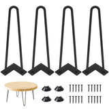 Genius Iron Hairpin Table Legs 16 inch, 3/8" Solid Metal Steel Firm Welding Home DIY for Coffee Table, Bench, Chair with Rubber Floor Protectors, Black, 4 PCS Genius Iron
