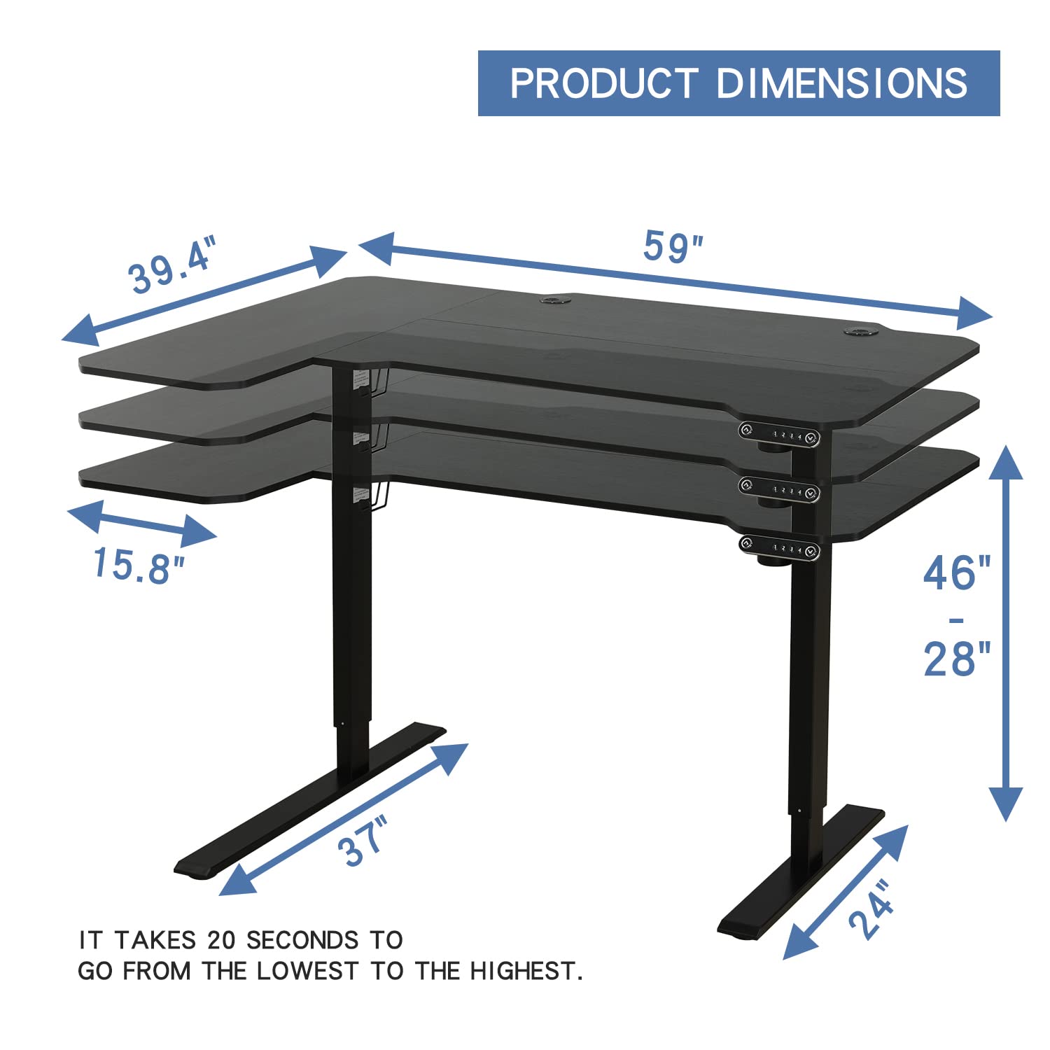 bilbil Height Adjustable Electric Standing Desk, Sit to Stand Desk Home Office Computer Desk, 59 x 29 Black Top, Black Frame - WoodArtSupply