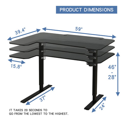 bilbil Height Adjustable Electric Standing Desk, Sit to Stand Desk Home Office Computer Desk, 59 x 29 Black Top, Black Frame - WoodArtSupply