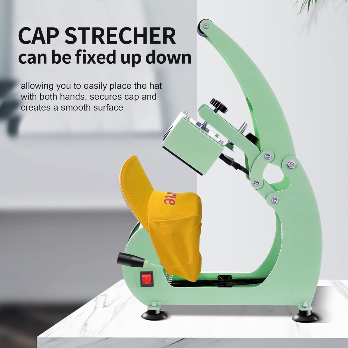 Hat Press, Hat Press Heat Machine for Caps with LCD Control, Hat Heat Press with 2pcs Interchangeable Platens & Caps Stretcher for Vinyl, Sublimation, Heat Transfer (Green) EONIX