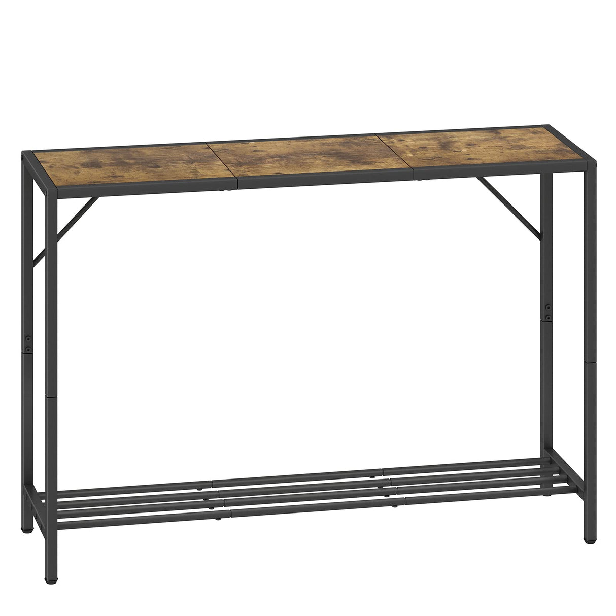 LAATOOREE Console Table, 41.7" Industrial Entryway Table with Shelf, Narrow Sofa Table for Hallway, Entrance Hall, Foyer, Corridor, Living Room - Wood Look Metal Frame - Rustic Brown LAATOOREE