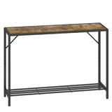 LAATOOREE Console Table, 41.7" Industrial Entryway Table with Shelf, Narrow Sofa Table for Hallway, Entrance Hall, Foyer, Corridor, Living Room - Wood Look Metal Frame - Rustic Brown LAATOOREE