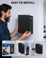 Biometric Gun Safe for Handgun Fingerprint 3 Ways Quick Access Slider Pistol Safe, Mounted Bedside Gun Lock Box for Nightstand, Bed, Desk, Wall, Dresser MOLICAR