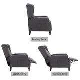 B BAIJIAWEI Tufted Wingback Recliner - Massage & Heat Function - Fabric Push Back Recliner with Remote Control, Adjustable Backrest (Grey) B BAIJIAWEI