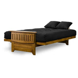 Nirvana Futons Brentwood Tray Arm Futon Frame, Drawers, and Black Mattress Set - Full, Rich Heritage Finish Nirvana Futons