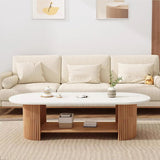 Farmhouse Coffee Table for Living Room,Solid Wood Coffee Table with Storage Shelf,Rectangle Center Table Oak Wooden Living Room Table Accent Cocktail End Table(39" W, White A) topjia